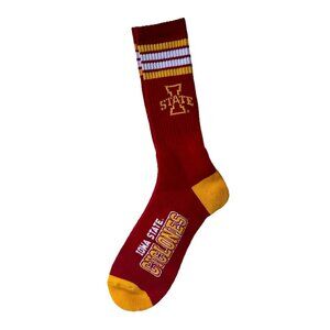 NEW Iowa State Cyclones NCAA 4 Stripe Deuce Large Crew Socks Team Colors 10-13
